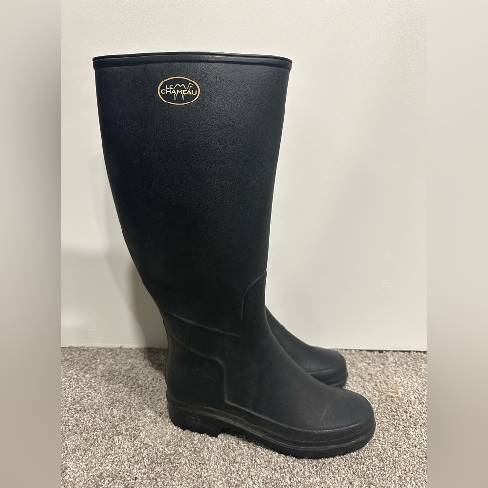 Le Chameau Women's Tall Boots EUR 38 US 7 Rain Boots Black Hunting Outdoor Farm